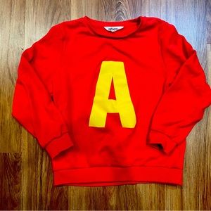 Red kids XL (10-12) sweatshirt for Alvin and the Chipmunks costume